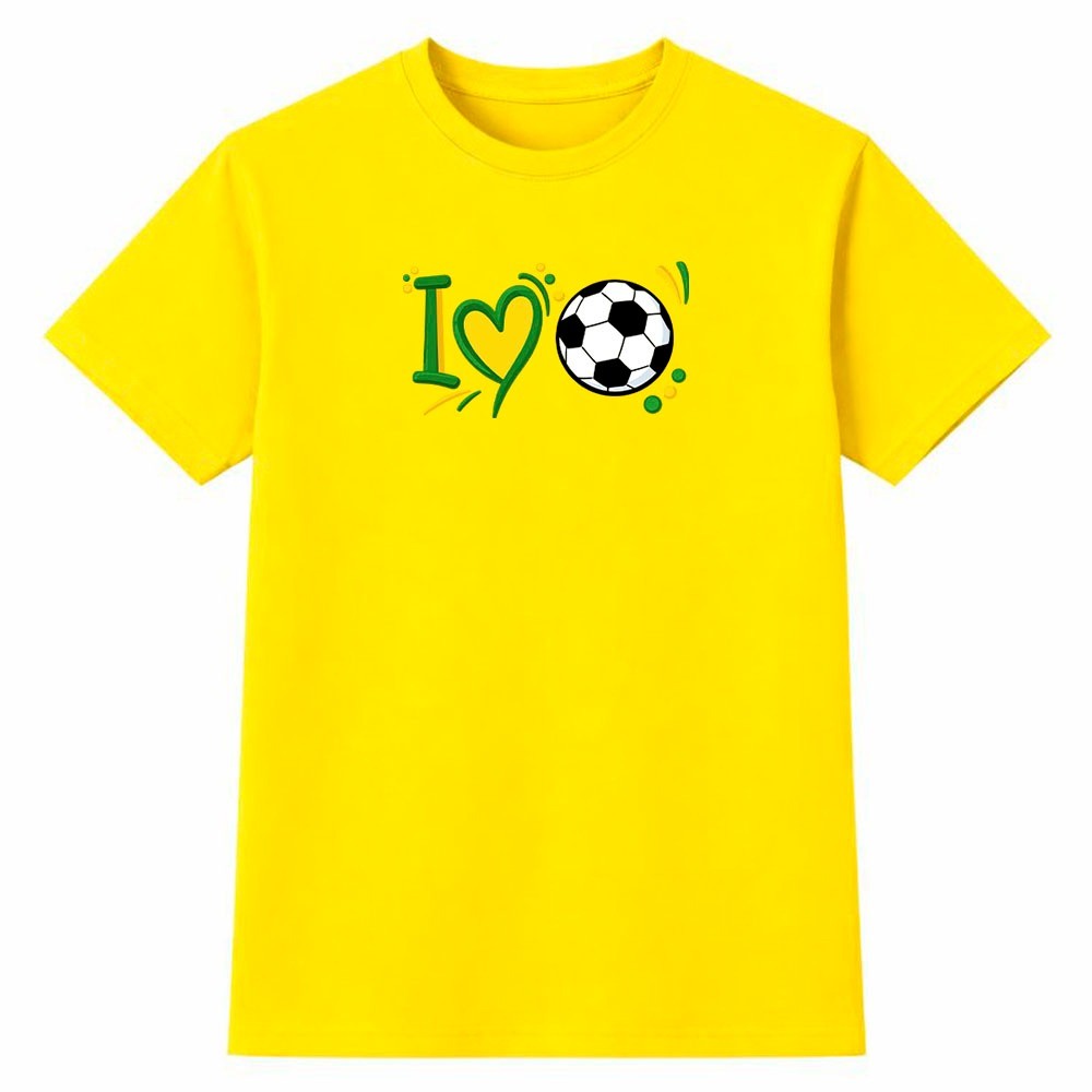 Camiseta Masculina 100% Algodão Futebol Brasil Copa do Mundo Amor ao Futebol Torcida Moda Casual