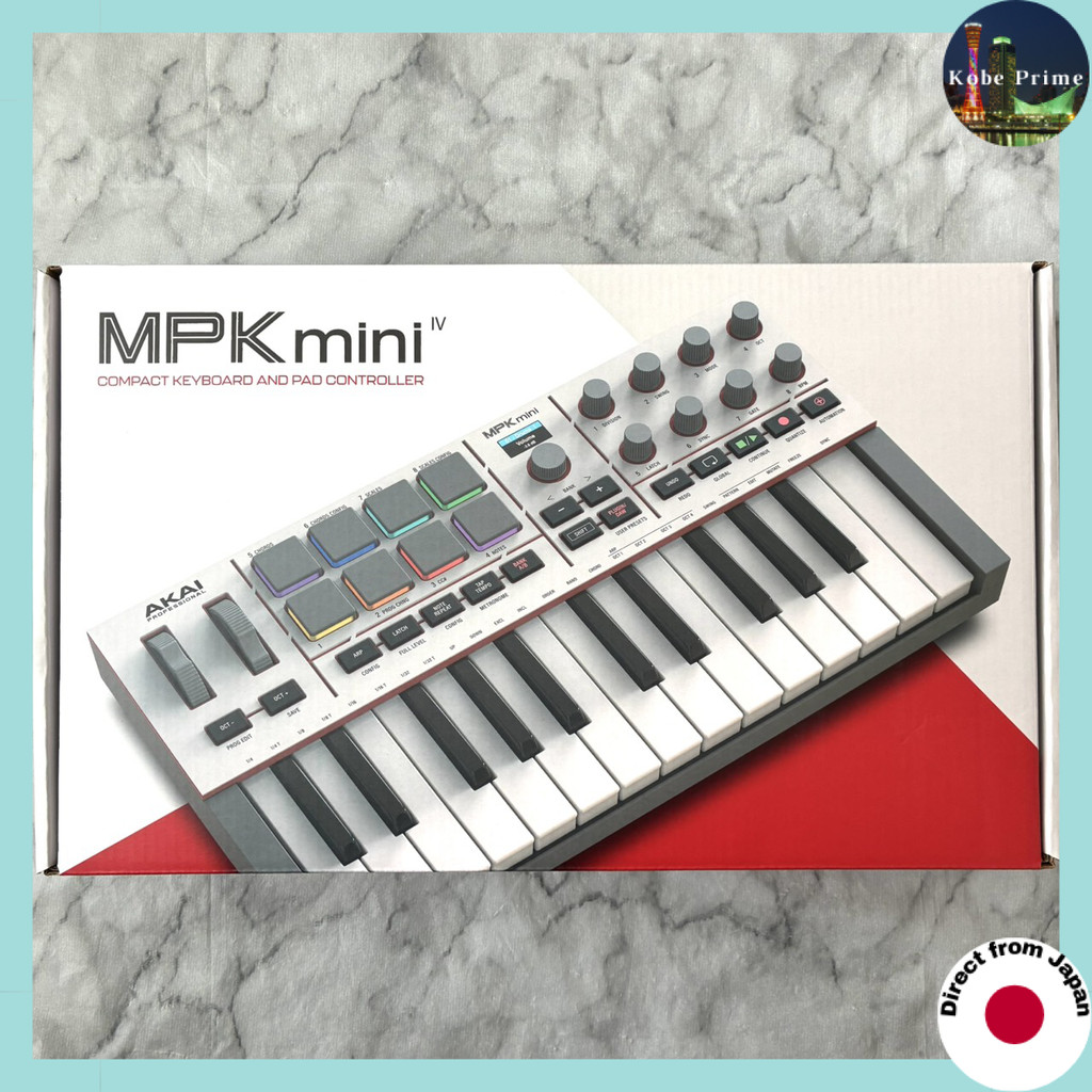 "Akai Professional MPK Mini IV USB-C MIDI Controller - Versatile Music Production Tool for Beginners and Professionals with MPC Drum Pads, 360° Knobs, Pitch & Modulation Wheels, and Included Software with Lessons and Over 1000 Sounds"