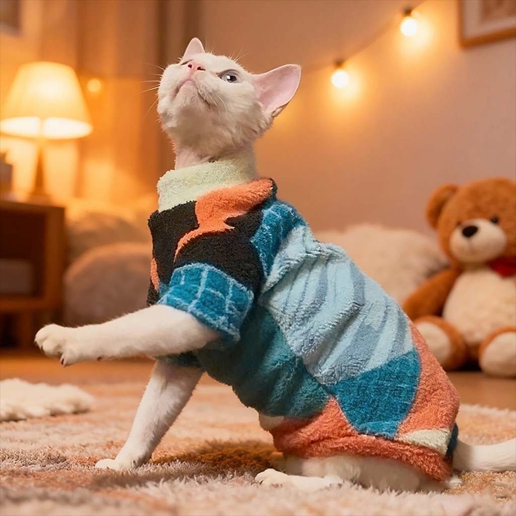 Moda De Inverno Para Gatos Sphynx Com Roupas Macias E Quentes Projetadas Conforto , Espessadas Gatinhos Sem Pêlos