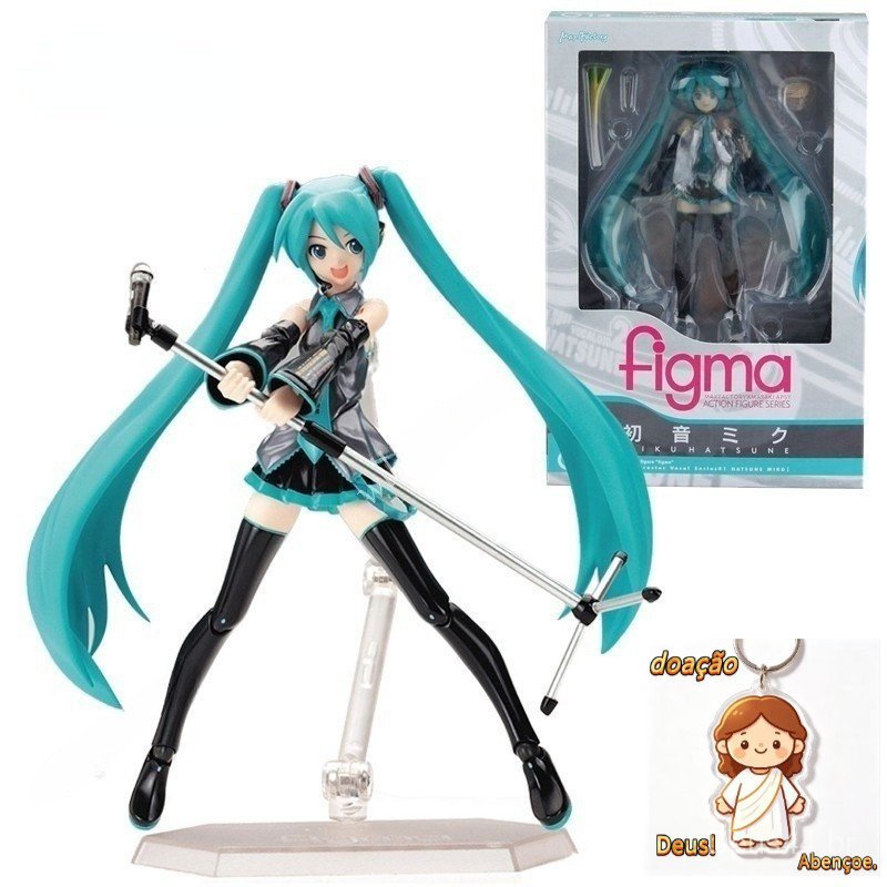 Figma 014 Hatsune Miku Figura de Ação que Muda de Rosto Brinquedo Boneca Modelo IELN（Dar chaveiro）