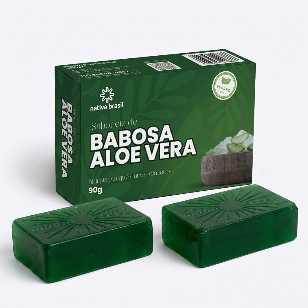 Kit 2x Sabonete de Babosa (Aloe Vera) - Rosto reduz (Acne, Espinha, Manchas, Hidrata, Esfolia, Melasma)