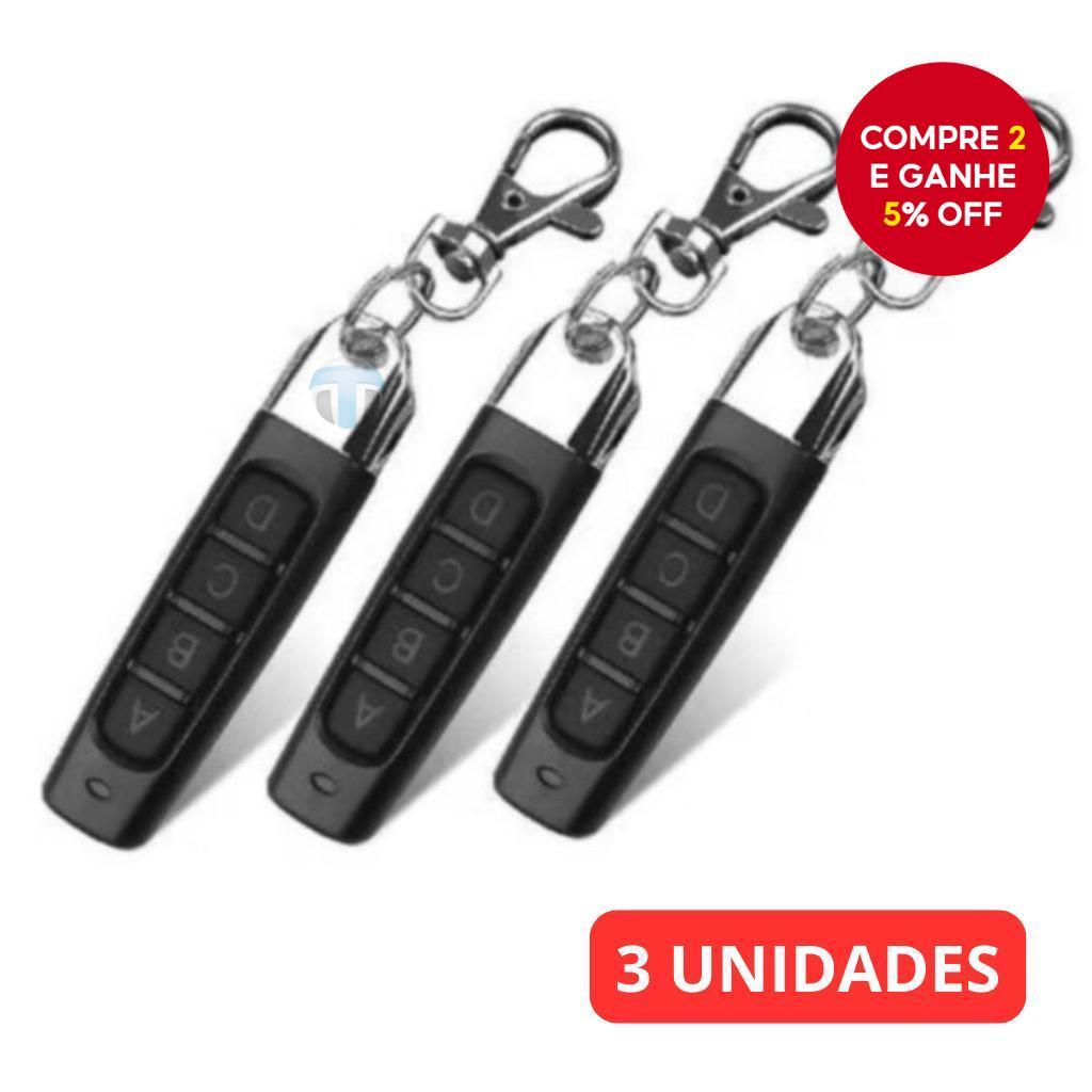 Kit 3 Controles Remotos 433MHz para Portão Eletrônico | Inclui Pilhas | Alta Compatibilidade com Garen, Intelbras, PPA