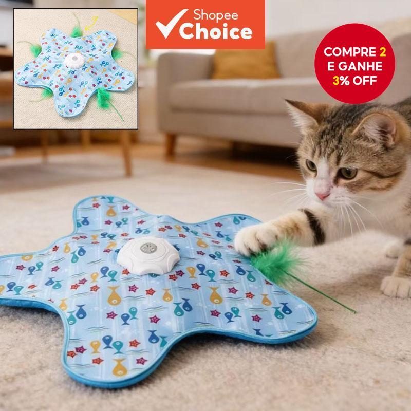 Brinquedo Elétrico de Estrela do Mar para Gato, Brinquedo Automático Interativo Móvel com Pena para Gatinhos Brincar