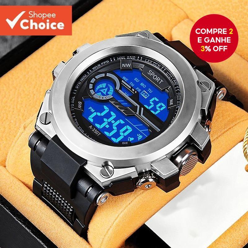 Relógio Eletrônico Masculino Elegante Para Exterior-Design Multifuncional Com Mostrador Grande