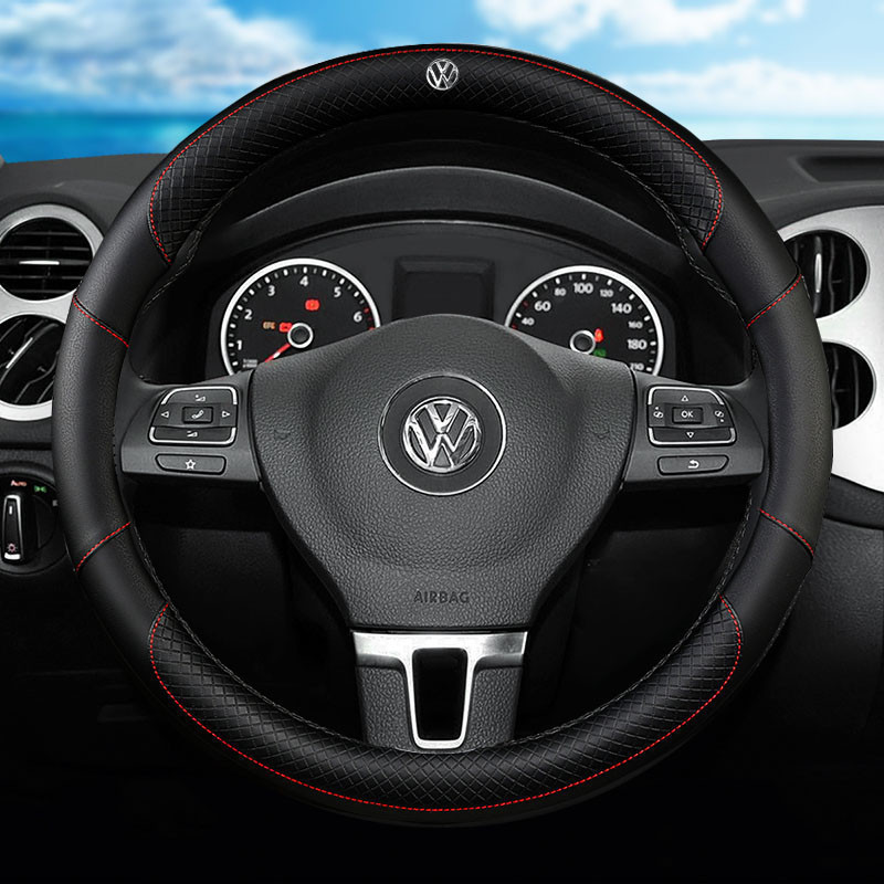 Capa De Volante De Couro De Alta Qualidade Para Volkswagen Polo Golf MK6 MK7 MK5 Jetta Beetle Passat Scirocco Tiguan Tou