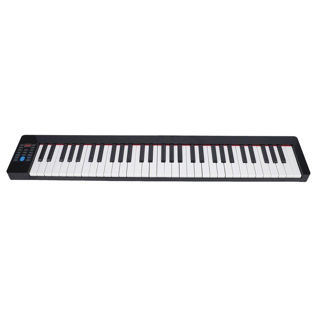 photop-BR Piano elétrico dobrável portátil genérico de 61 teclas com tela LCD e pedal de sustentação para músicos em