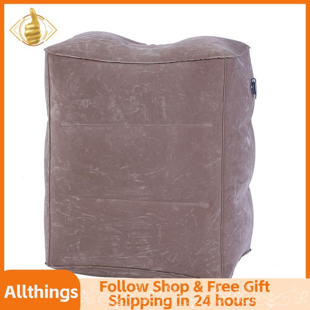 allthingss-br Apoio para os pés inflável para viagem Travesseiro de inflação de ar para relaxar avião (cinza)