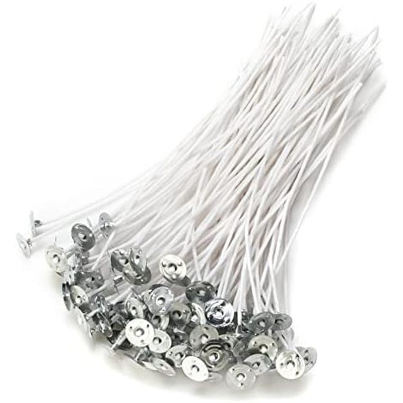 Pavios De Vela , Para Fazer Velas , Pavio De Algodão Pré-Encerado DIY De 6 Polegadas E 100 Peças Com Abas