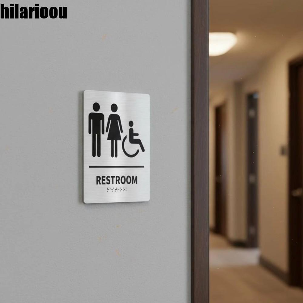 Sinal De Banheiro HILARIOOU Braille , Guia Retangular Montado Na Parede , Marca De Vaso Sanitário Removível Em Acrílico