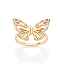 Anel Skinny Rommanel Borboleta Vazada Zircônias - 513634