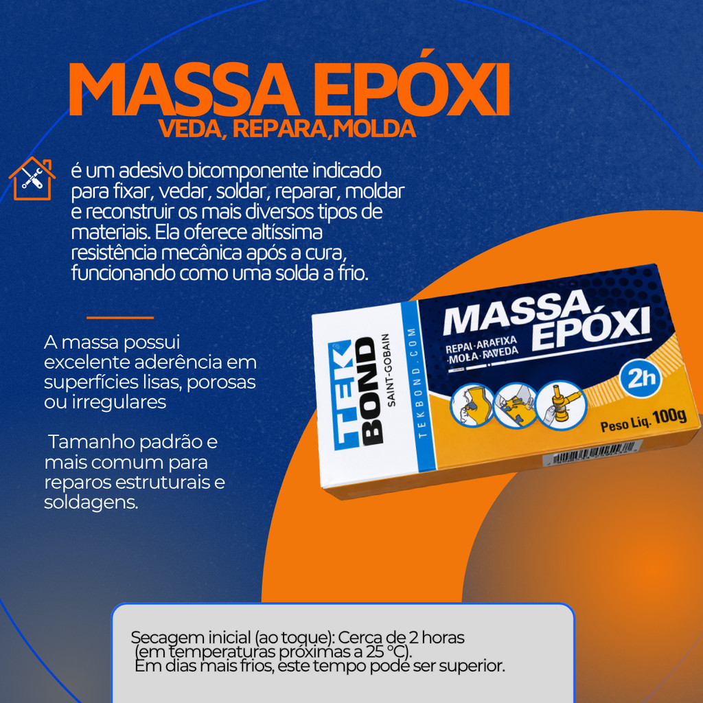Massa Epoxi Tekbond 100g- Azulejo Piscina Ferro · foto 2