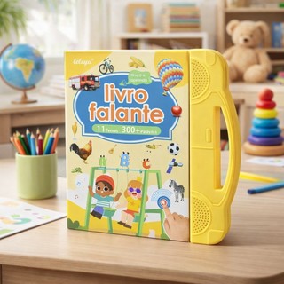 Livro Falante Infantil Português e Inglês Bilíngue Educativo com Som – 11 Temas 300+ Pala…