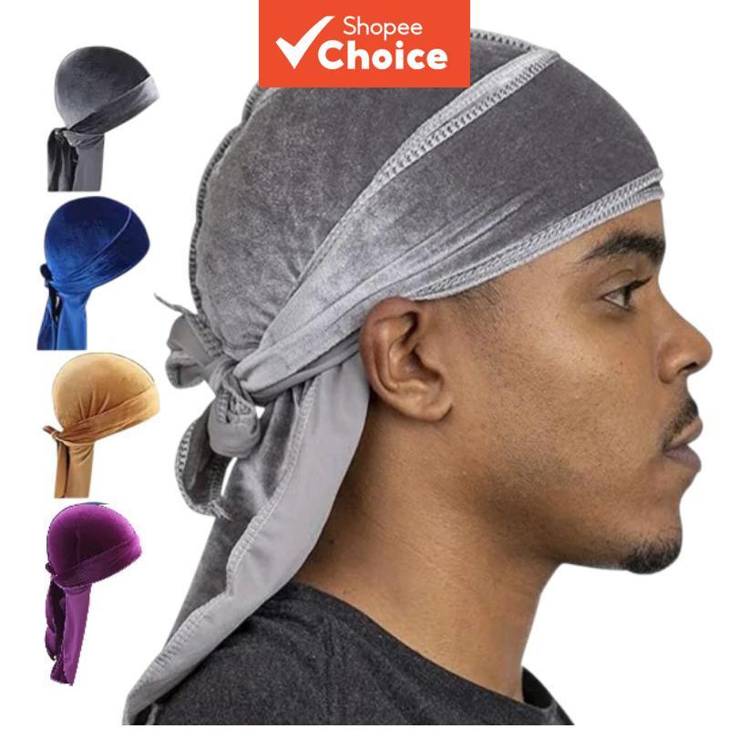 Lenço Masculino De Cetim Durag Veludo , Boné Ondulado Macio , Gorro Pirata Para Ciclismo , Chapéu De Dormir , Moda