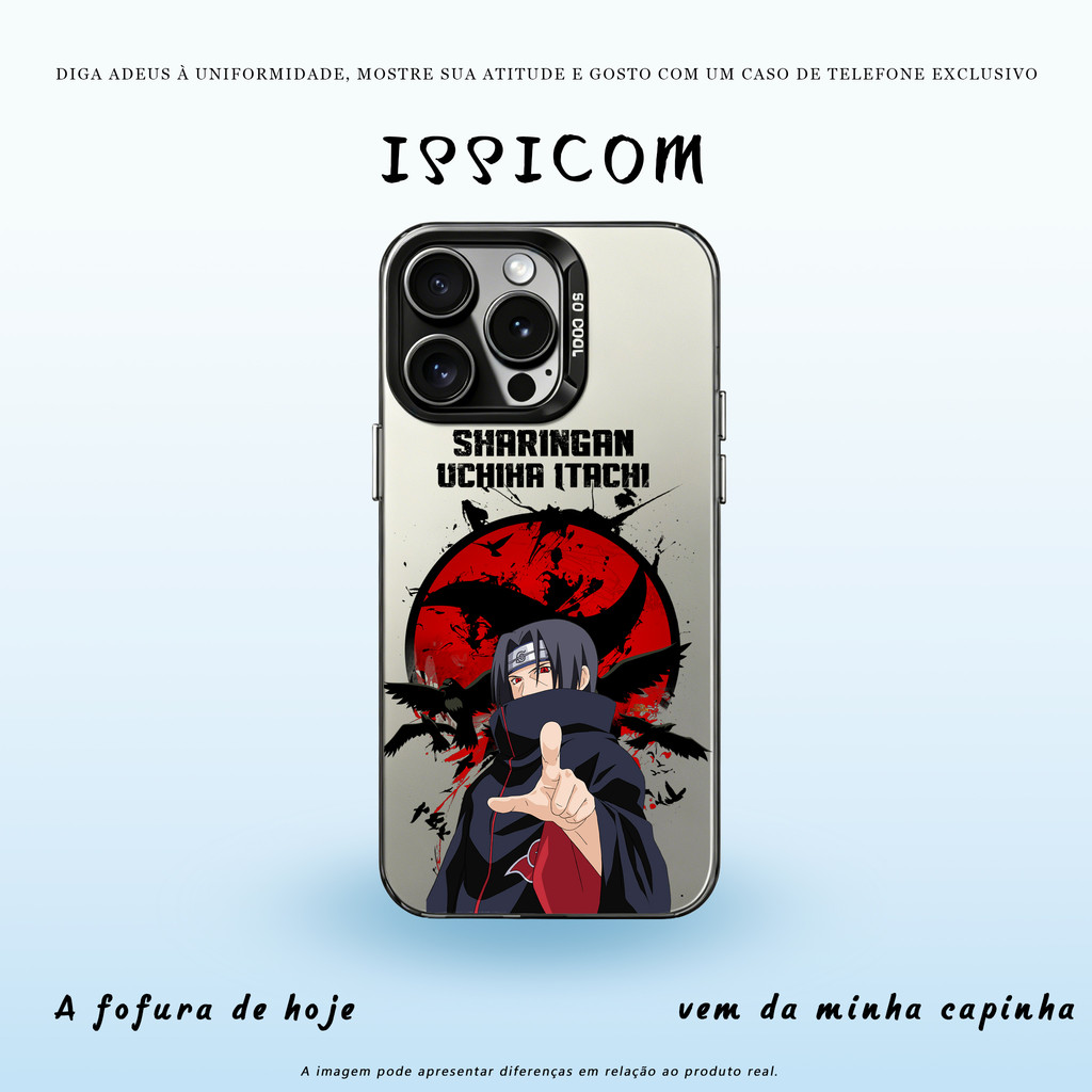 Capinha de Celular Masculino Anime Metalizada Preta e Prata capinha iphone Pintura para iPhone XR até 17 Pro Max