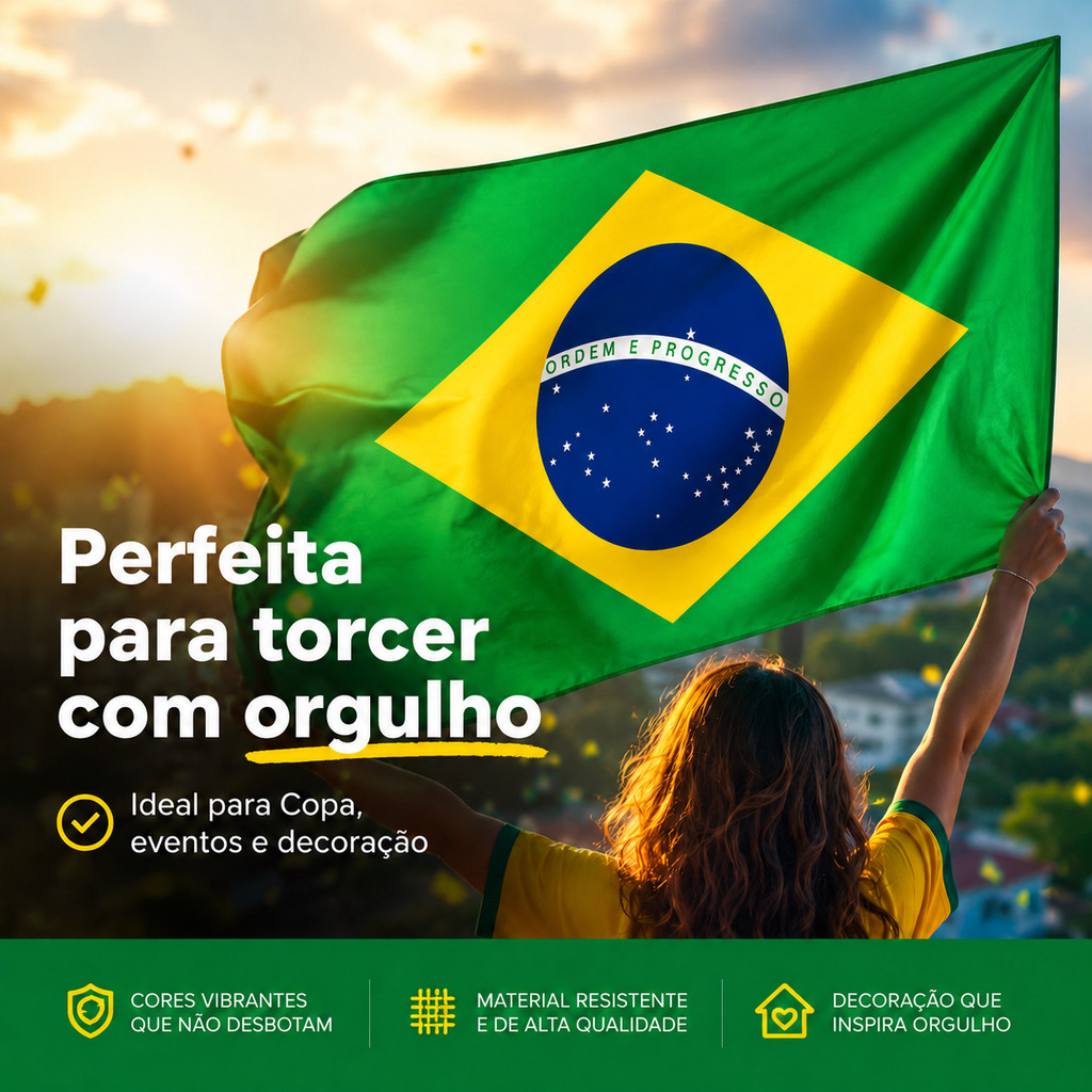 Bandeira do Brasil Grande Bandeirão Copa do Mundo Torcedor Vários Tamanhos Cores Vibrantes Sem Haste