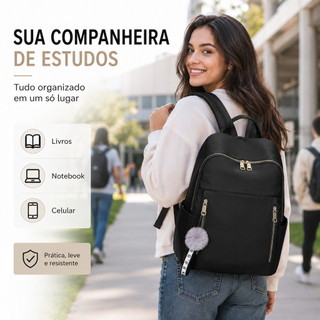 Mochila Feminina Universitária Escolar Notebook Grande Resistente Para Faculdade
