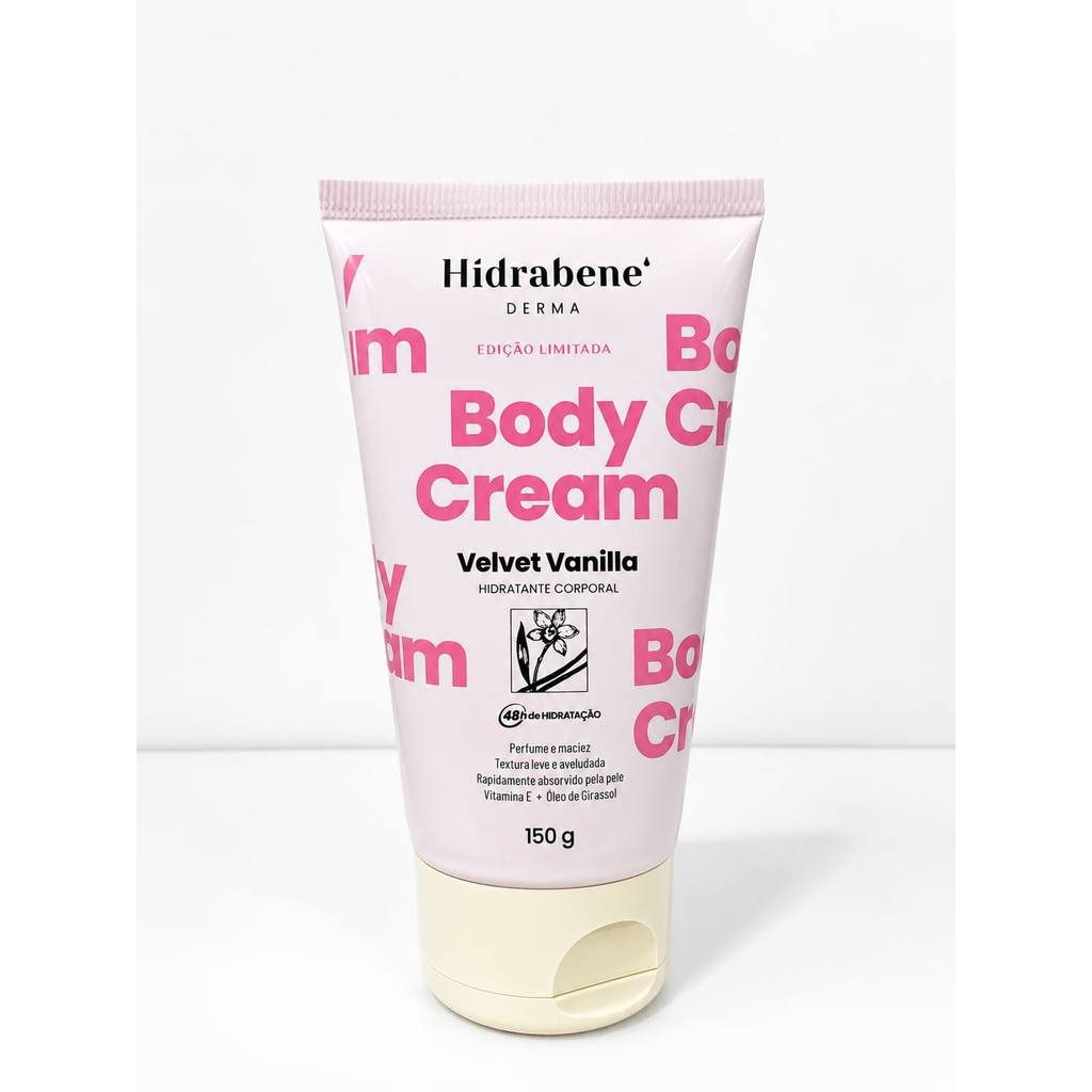 Hidratante Corporal Hidrabene Derma Body Cream Velvet Vanilla Baunilha 150g Vitamina E Óleo de Girassol 48h Hidratação