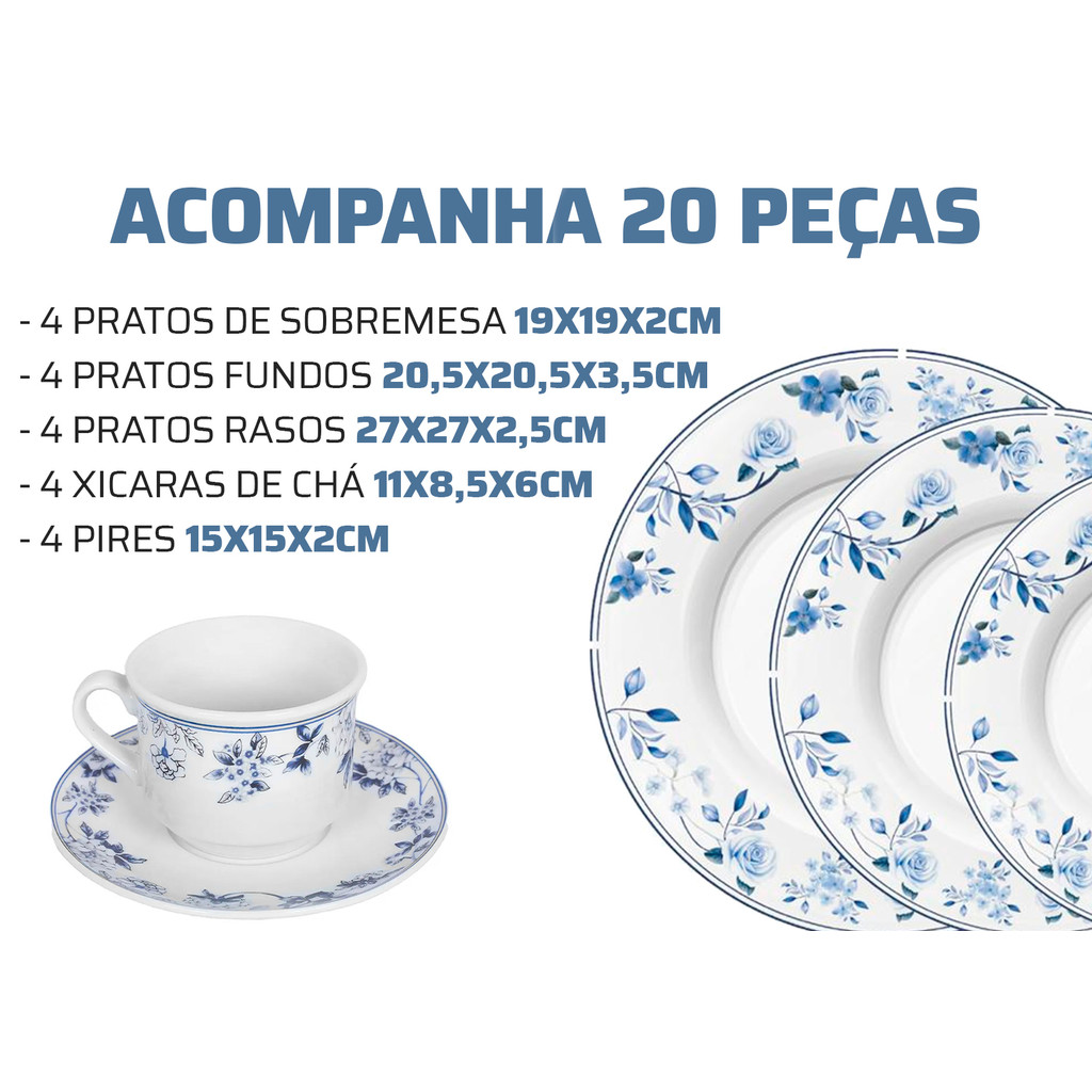 Aparelho De Jantar Mayara Jogo De Mesa 20 Peças Porcelana · foto 2