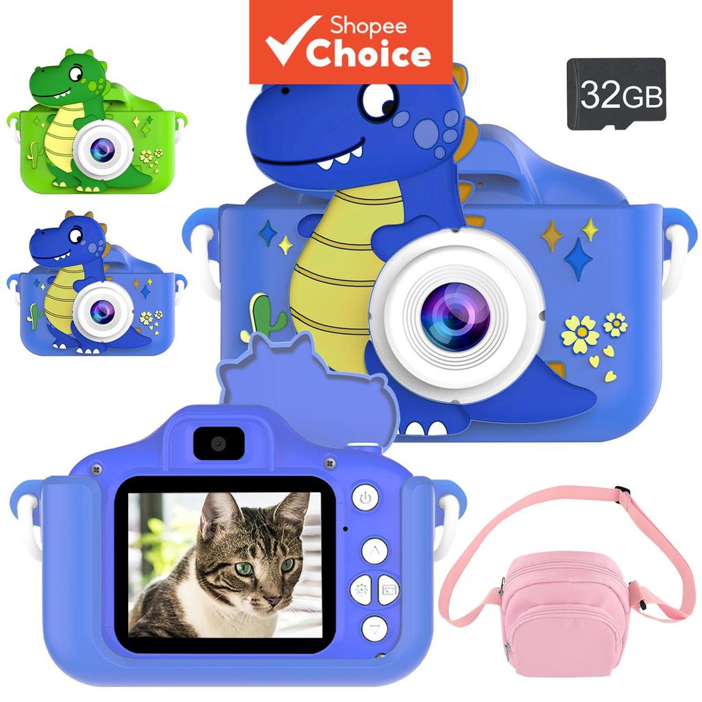 Câmera Infantil para Meninos e Meninas, Câmera Digital Selfie Infantil com Capa Protetora Fofa e Cartão SD de 32GB,
