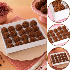 10~30 CAIXA P/ 20 DOCES C/ VISOR BRANCA 20X16X4 4656 (IDEIA) CHOCO