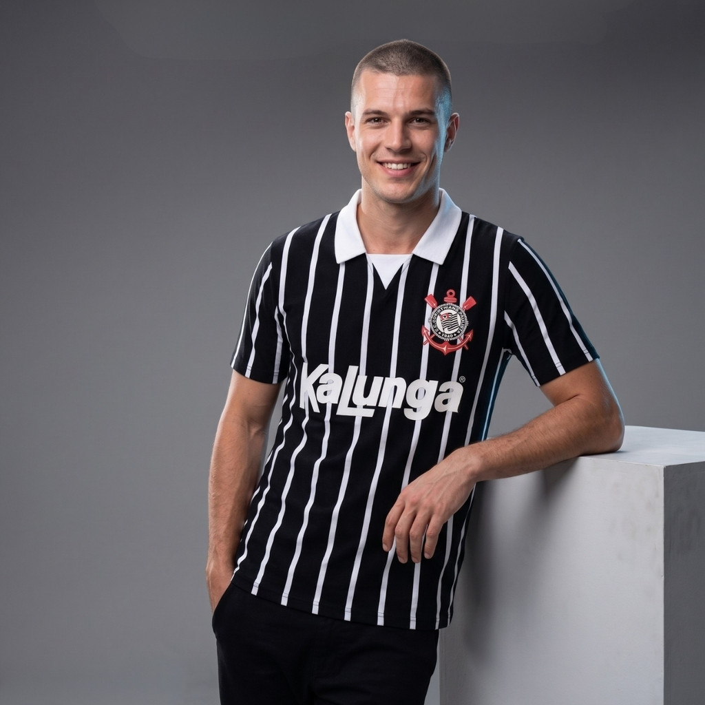 Camisa Polo Retrô Corinthians Kalunga Nº 10 Masculina Original Licenciada Algodão Anos 90