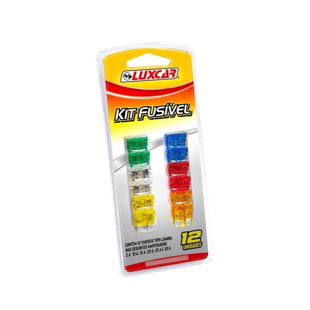 Kit Fusível Lâmina Luxcar 12 Peças Diversas Amperagens