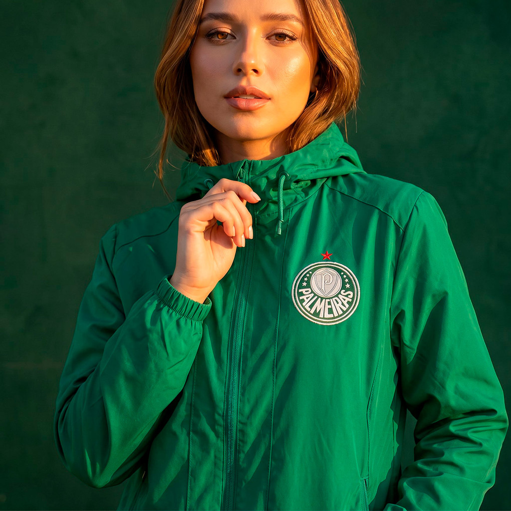 Jaqueta Palmeiras Corta Vento Essential Green Feminina Oficial