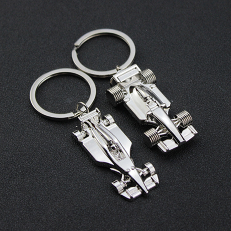 Chaveiro de metal com pingente de carro de corrida F1, acessório com acabamento metálico, presente para homens 5