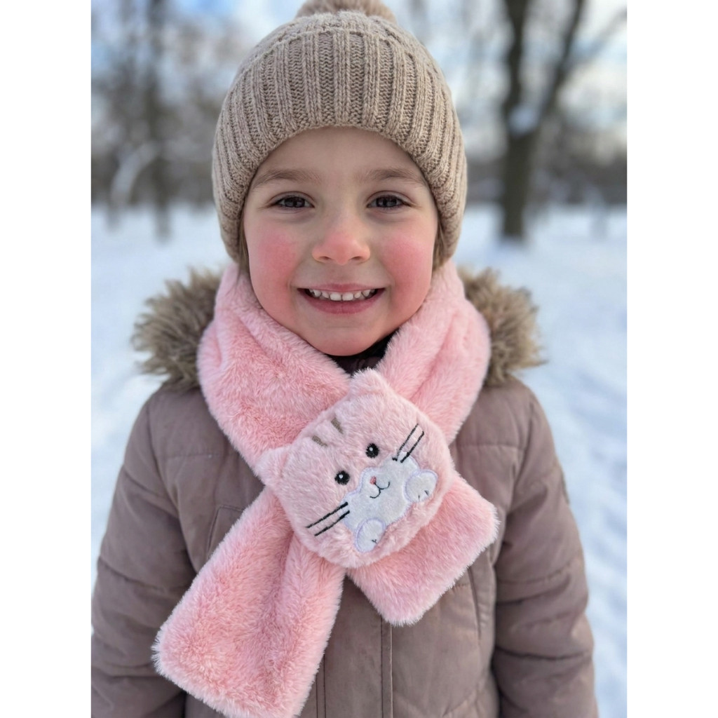Cachecol Infantil Pelúcia de Bichinhos para Inverno Confortável