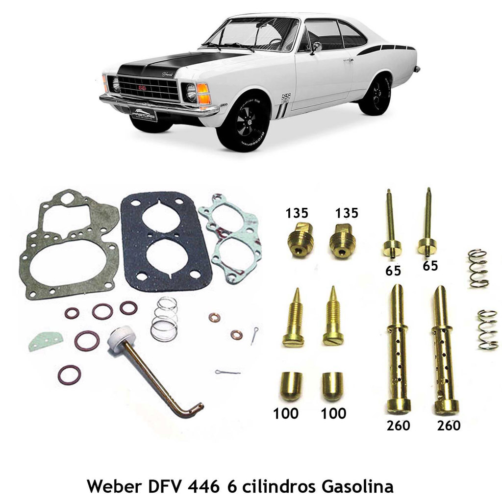 Reparo Juntas + Kit Gicle Carburador Weber 446 Opala SS 6cc Gasolina