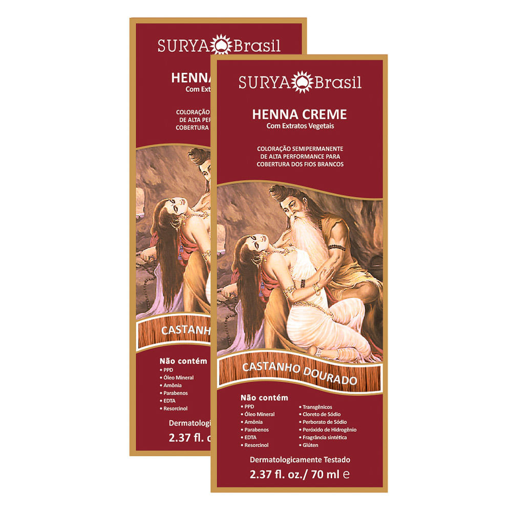 Kit 2 Henna Creme Surya Brasil Castanho Dourado Kit
