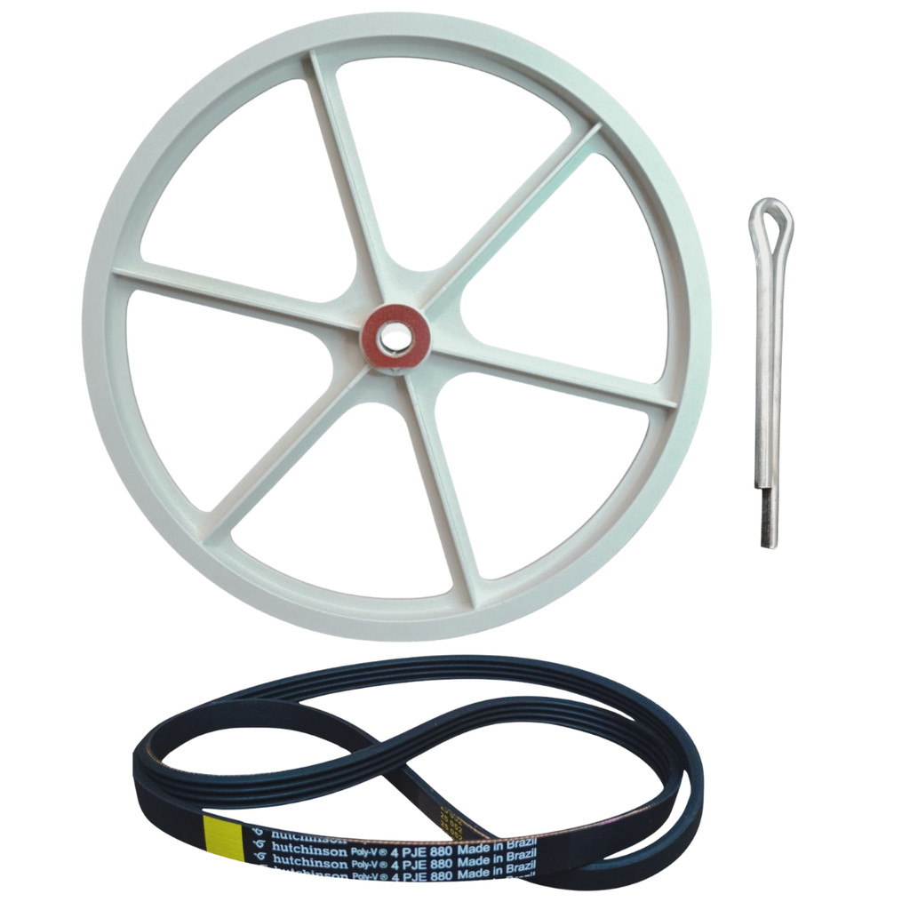 Kit Polia Celeron Cupilha + Correia 4Pje 880 Compatível Com Tanquinho Colormaq Lcm Lcs Lcb