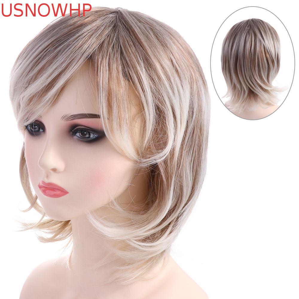 USNOWHP Parte Lateral Moda Masculina Peruca Falsa All-Match Invisível 70s 80s Mullet Fofa Discoteca Comprimento Médio Pe