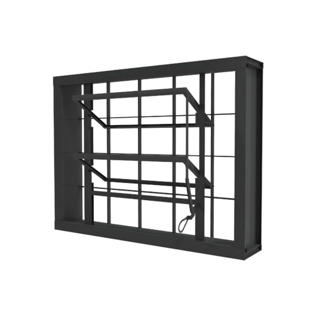 Janela Basculante 60x60 Aço Com Grades P/ Banheiro e Cozinha  Romex