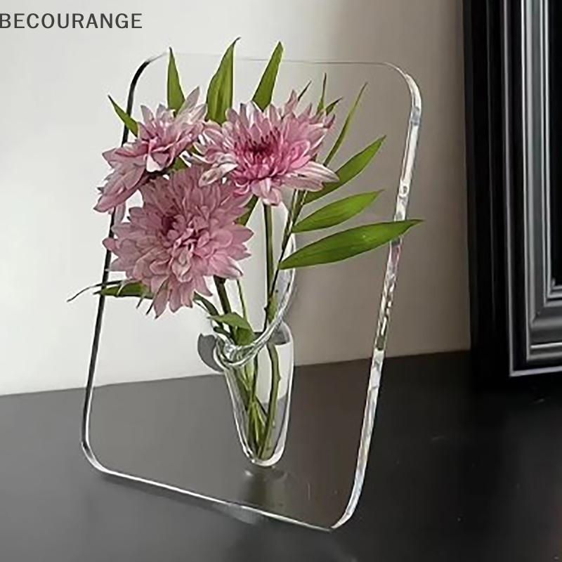 BEC Acrílico Moldura De Foto Vaso Arte Moderna Floral De Flores Desktop Planta Titular Para Escritório Casa Presente Mes