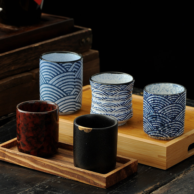Estilo japonês chá Retro cerâmica lidar com bule conjunto de chá doméstico pote Qinghai onda conjunto xícara de chá copo