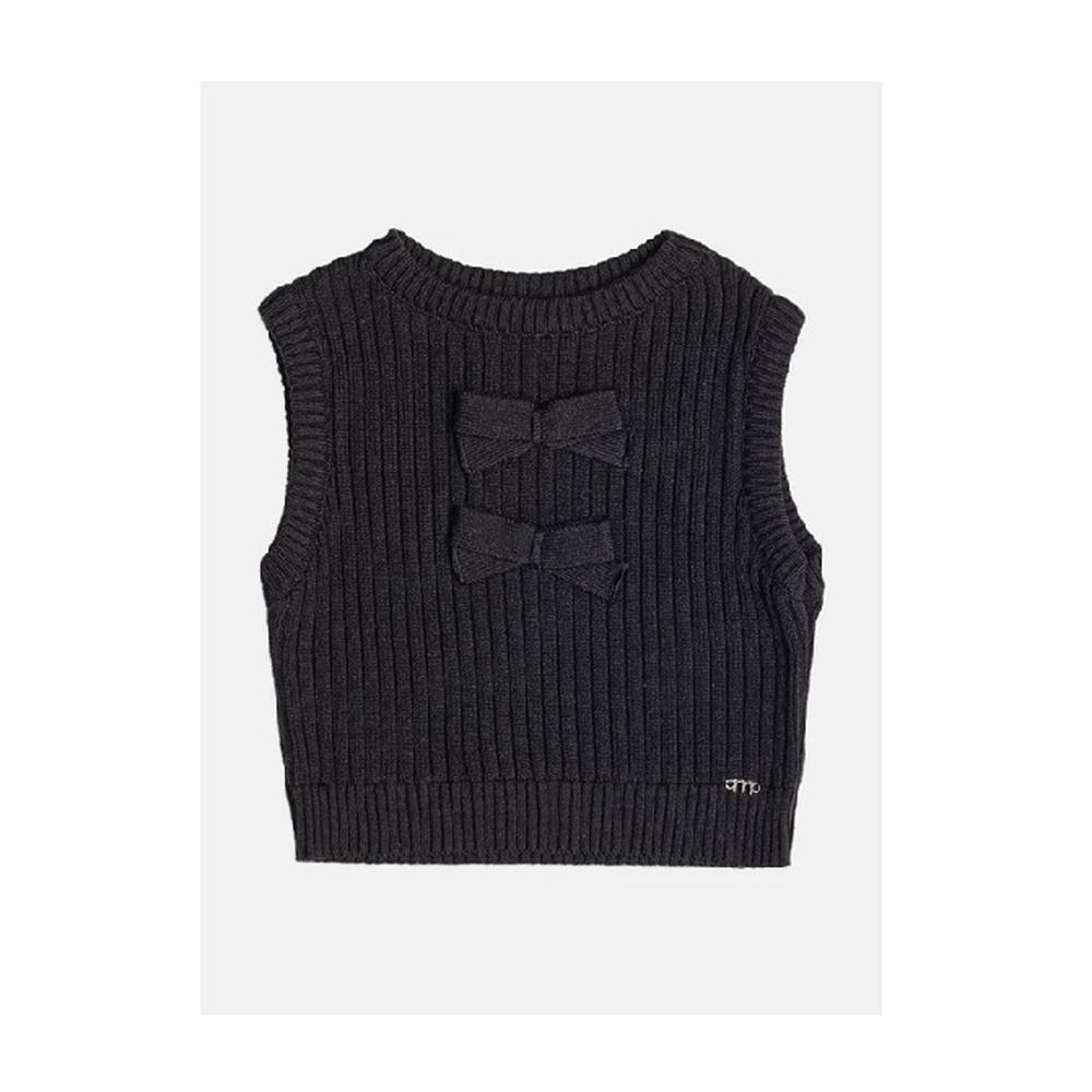 Colete Infantil Menina de Tricô Preto H7096 Momi