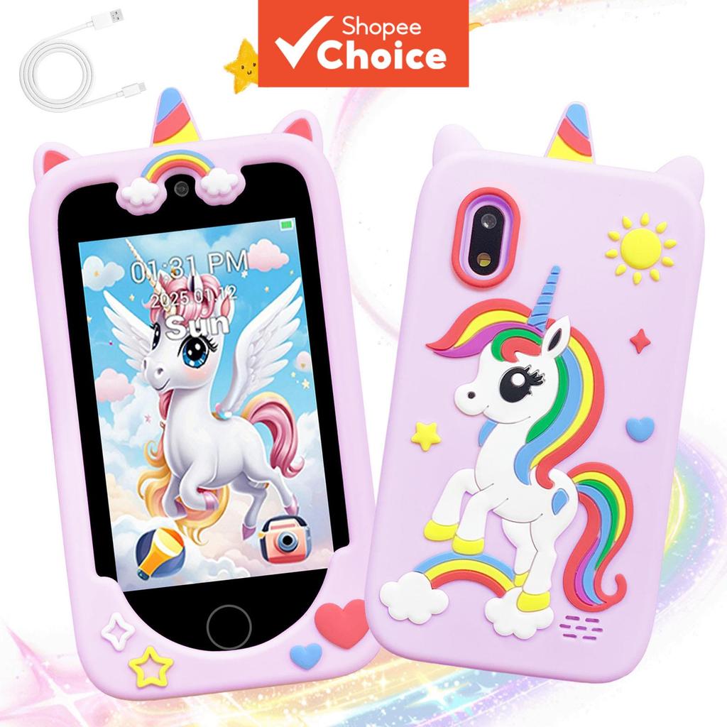 Smartphone de brinquedo para crianças, tela sensível ao toque de 4 polegadas, celular educativo para bebês com câmeras
