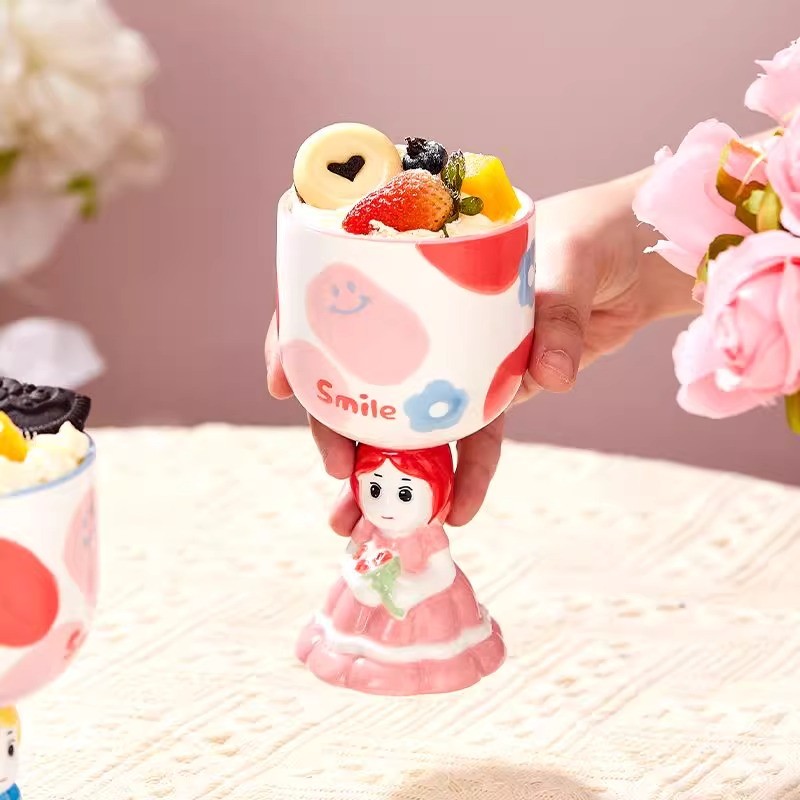 Copo de sorvete copo de cerâmica copo de água feminino novo estilo 2025 caneca de alto valor xícara de chá da tarde copo