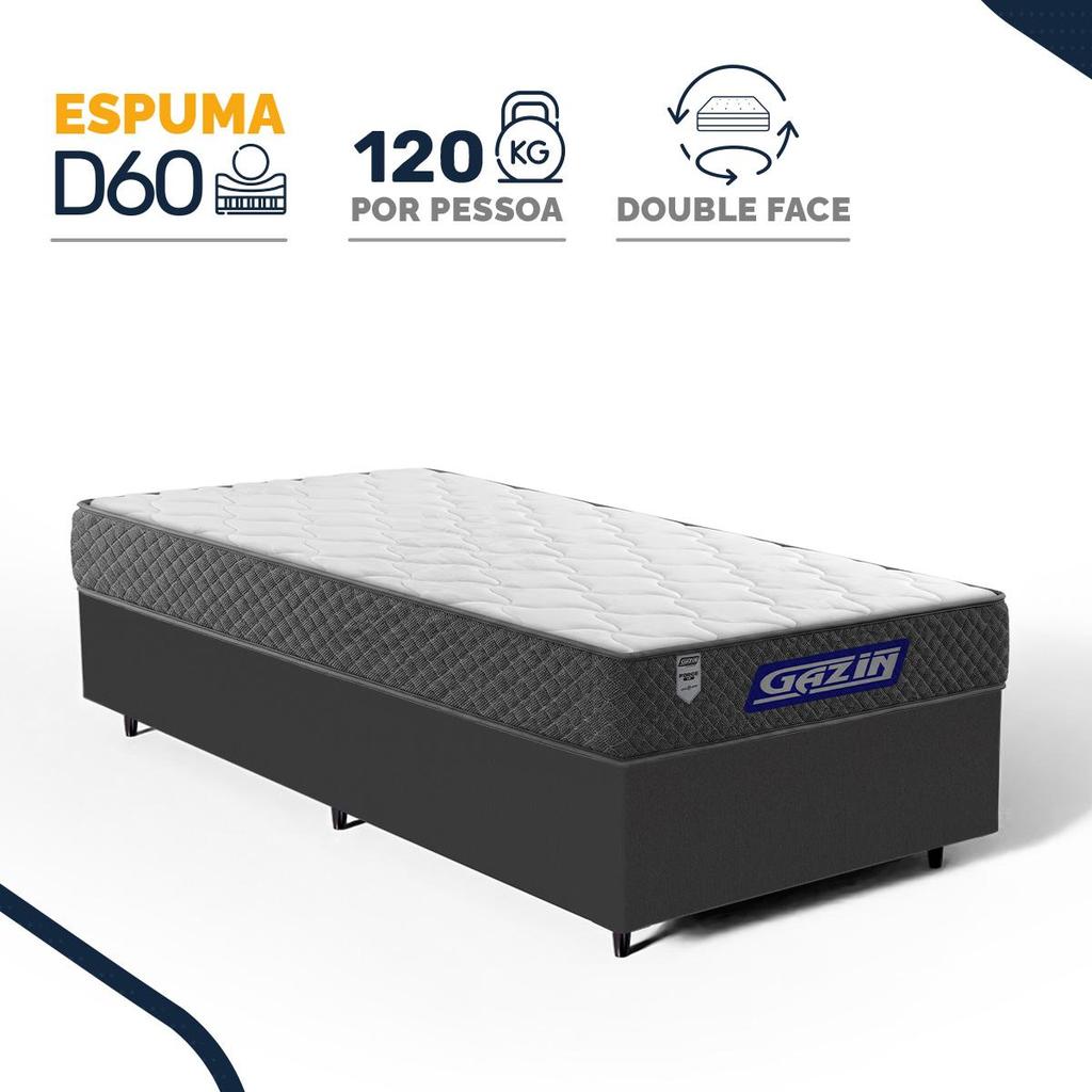 Cama Box com Colchão Gazin de Espuma D60 Double Face Force UP Solteiro 88cm