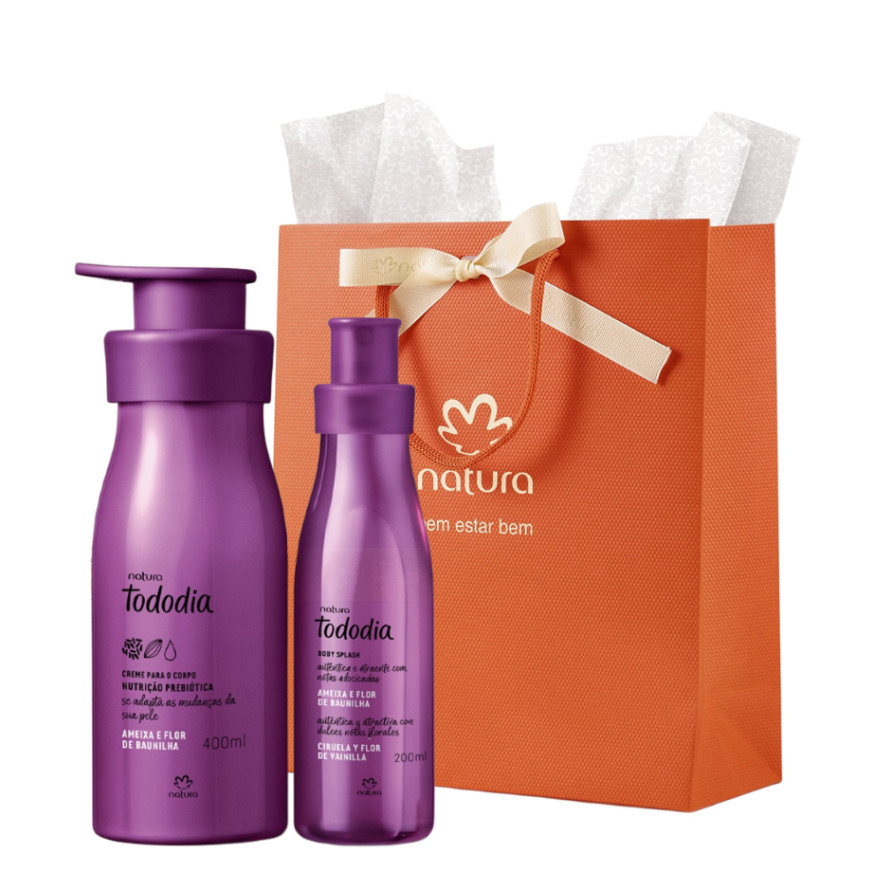 NATURA Tododia Ameixa e Flor de Baunilha Kit Presente Hidratante 400ml + Body Splash 200ml Produto Original Envio Rápido