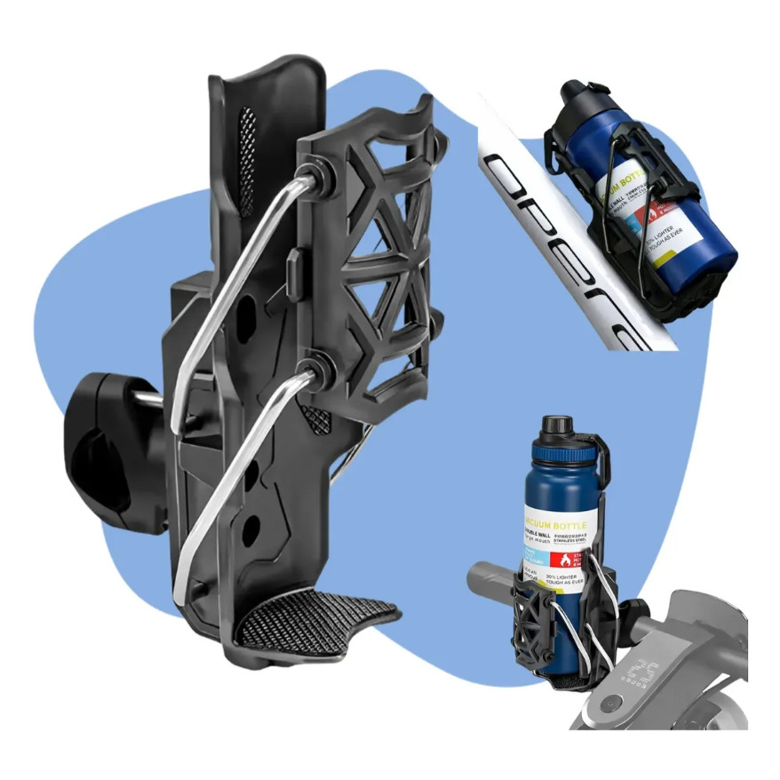 Suporte Garrafa Squeeze Copo Ajustável Universal Para Moto Bike Scooter Patinete Elétrico