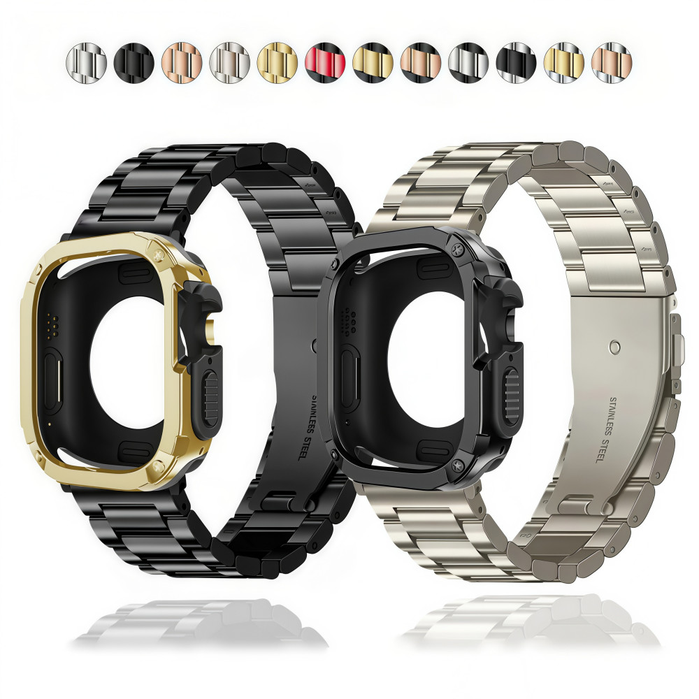 Kit 2 Em 1 Capa De Proteção+Pulseira De Aço Inoxidável Para Apple Watch 11 10 46