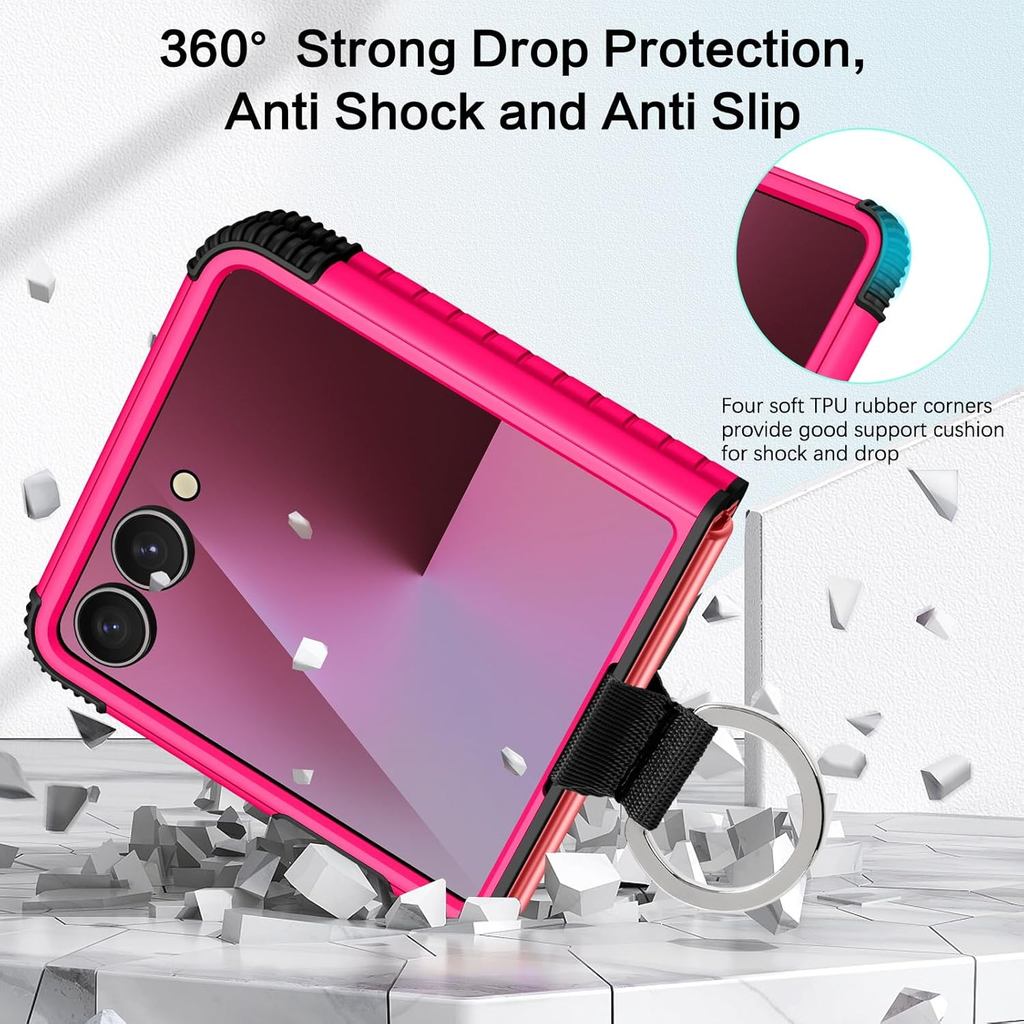 BENTOBEN para Samsung Galaxy Z Flip 7 5G Capa com Anel, Capa Robusta 2 em 1 para