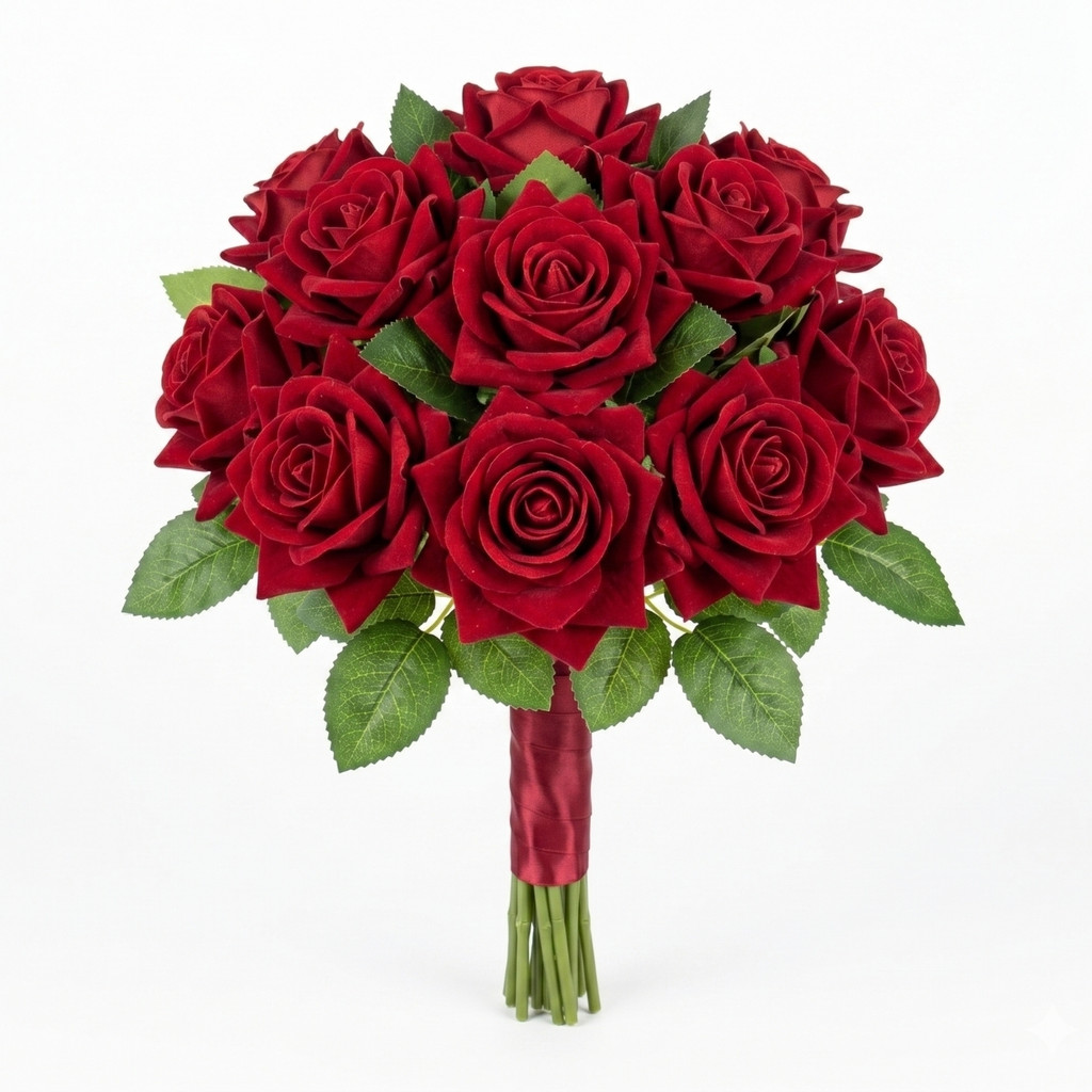Kit 10 Rosas Artificiais Aveludadas Vermelhas Botão de Rosa 50cm Para Decoração Arranjos Flores Artificiais