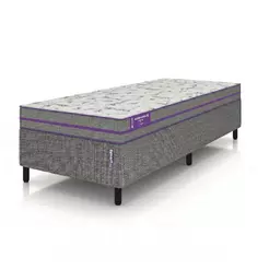 Base Box Com Colchão Solteiro D33 EXTRA FIRME 78x188x55 Ortovip Ortopédico Cinza e Branco SmartZzz By Plumatex