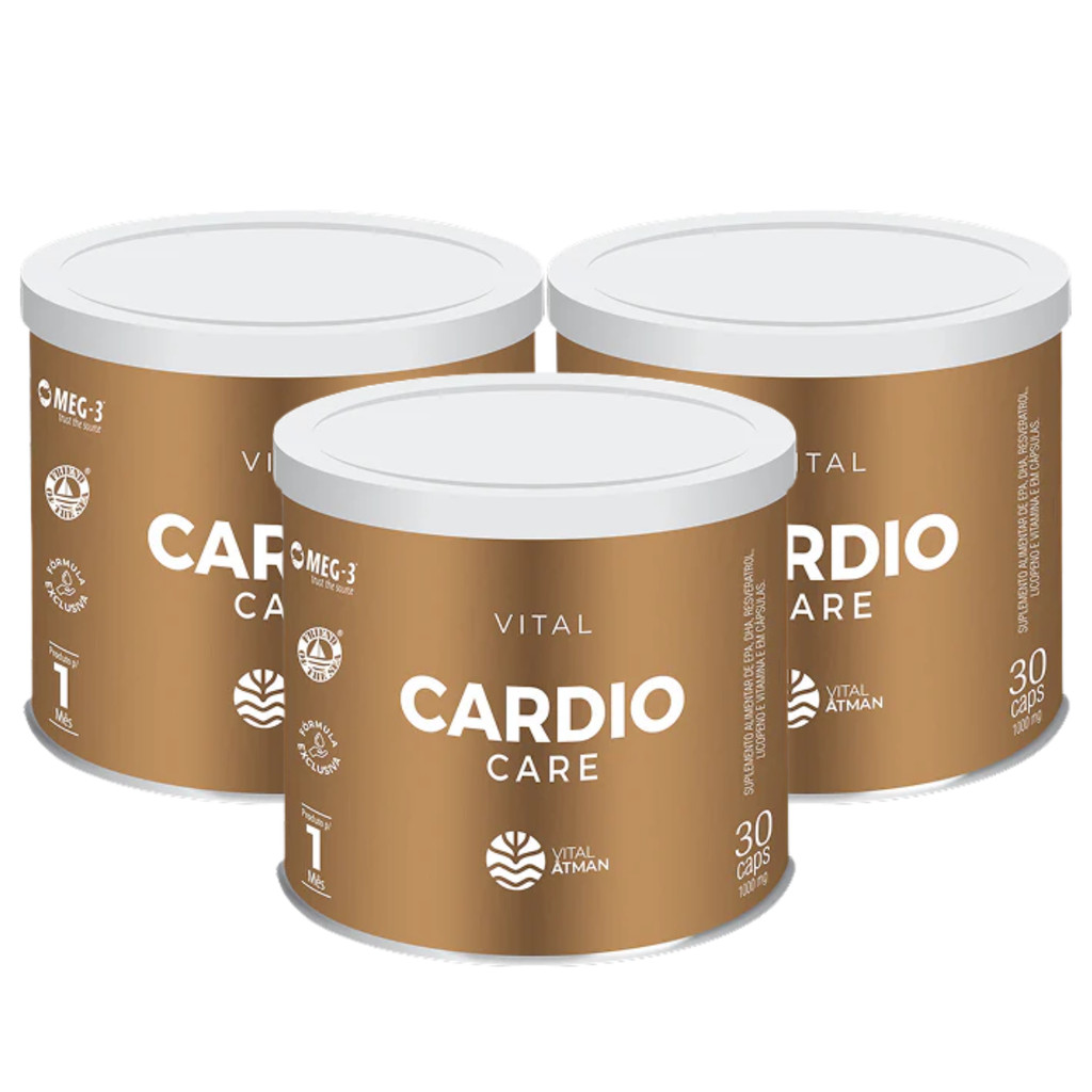3x Vital Cardio Care Ômega 3 + Resveratrol Vital Âtman 30 Cápsulas