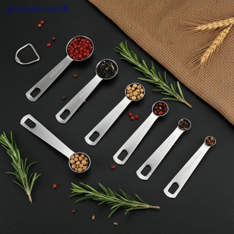 [newpros] Colher Medidora De Aço Inoxidável Conjunto De 1/5/6 Peças Com Régua Escala Para Cozinha Cozinhar Café Ferramen