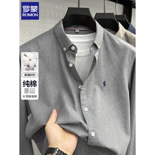 [100% algodão] Romon camisa de manga comprida masculina primavera outono novo estilo camisa Casual masculina pônei etiqu