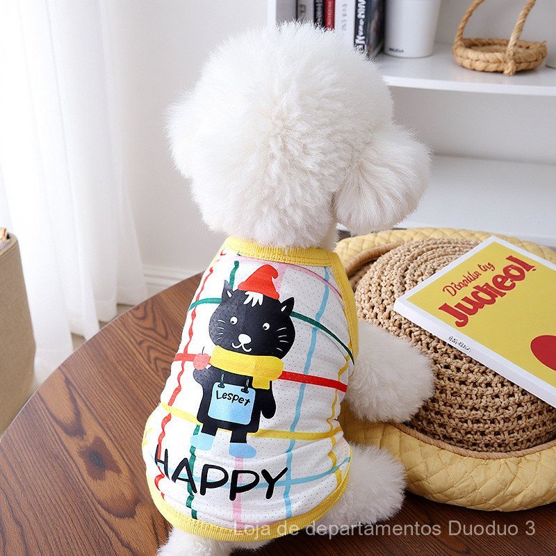 Roupas para filhotes de cães West Highland e Bichon Frise, colete de seda gelada fino, respirável e protetor solar para